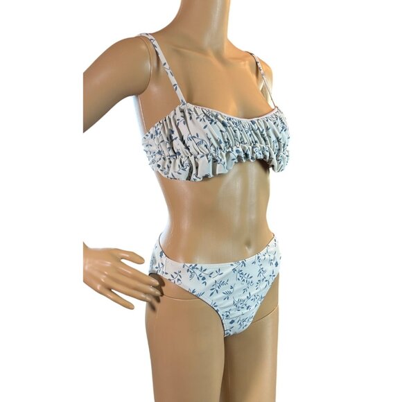Womens Bikini Top & Bottom Small Antique Floral Print Coquette cottagecore‎ - Picture 3 of 8